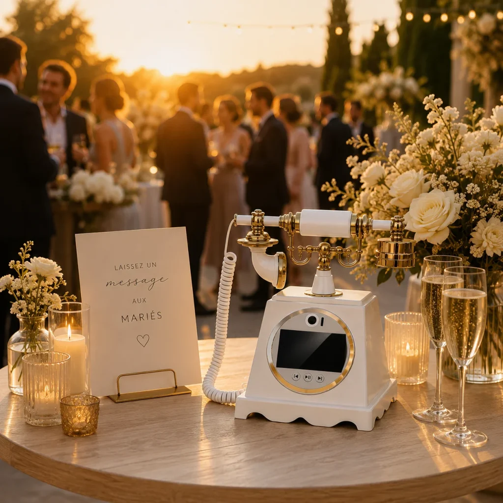 L'heure dorée d'un mariage élégant livre dor audio et video a un mariage