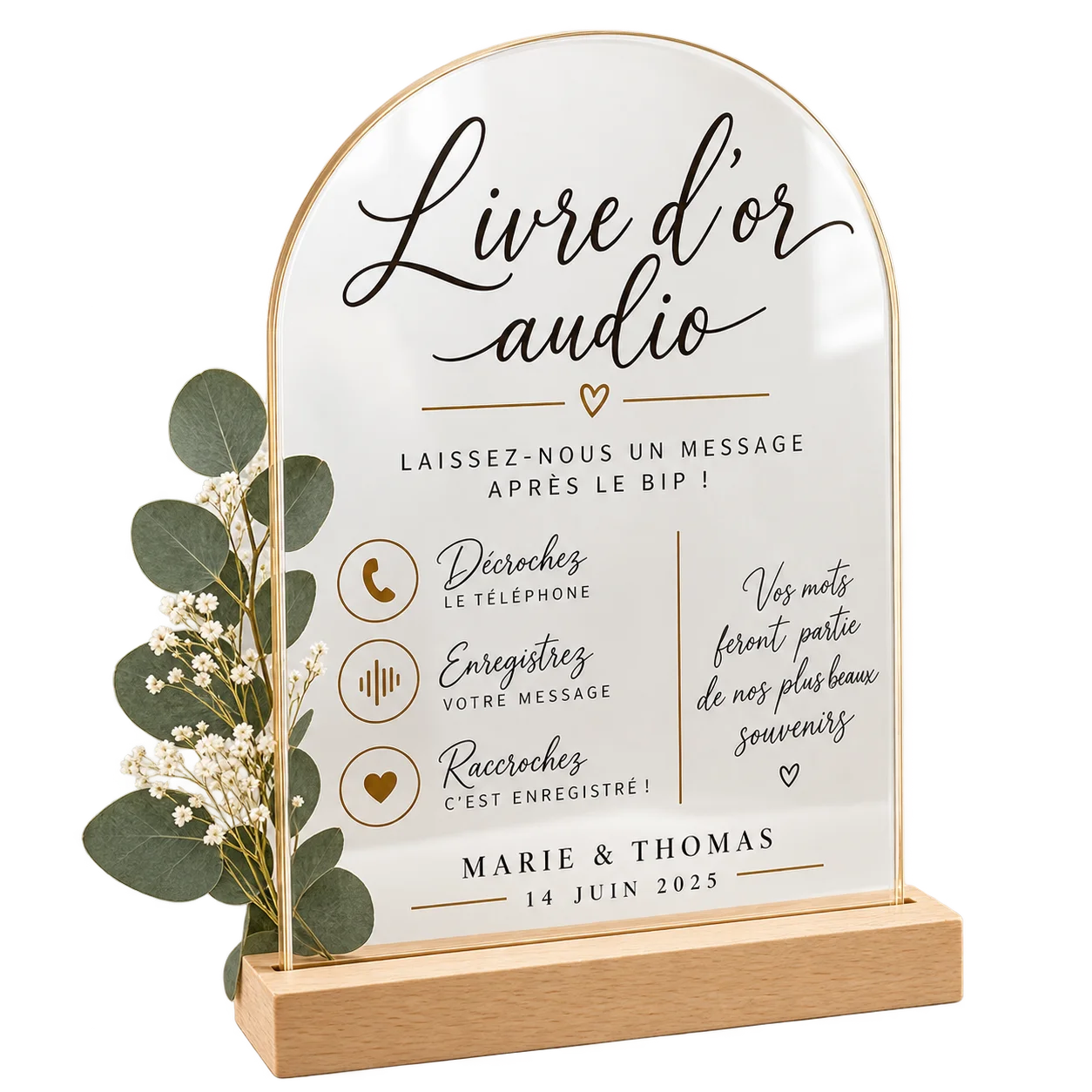 Panneau personnalisé pour livre d'or audio