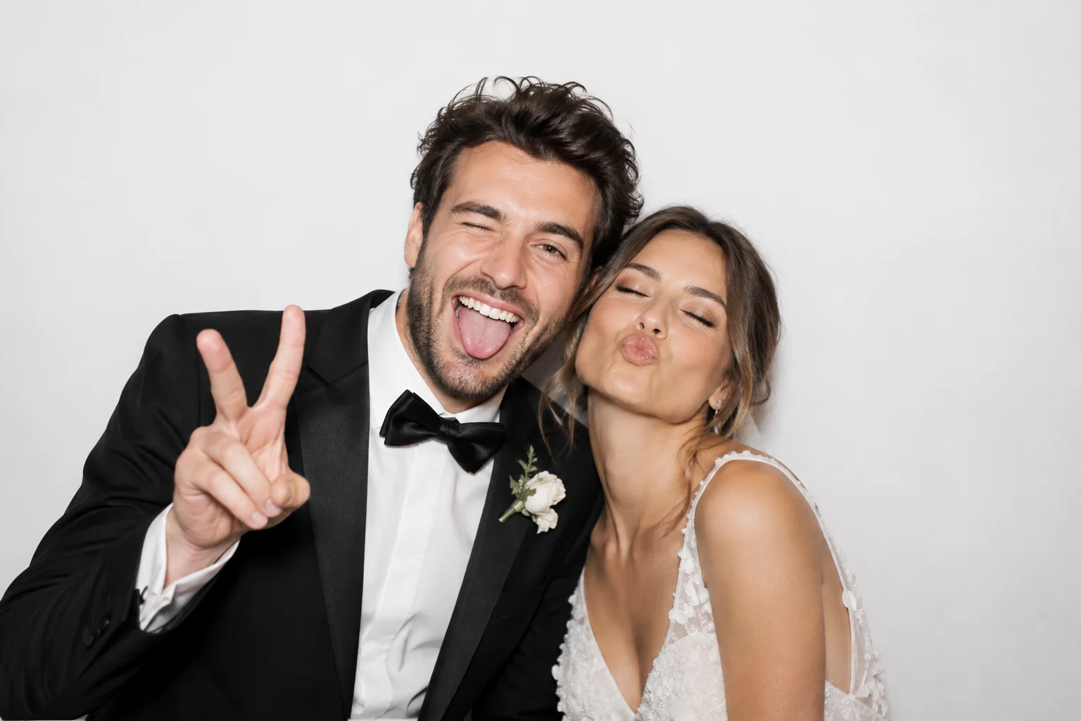 Photo originale de mariage prise avec un photobooth